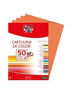 PAQ 50 CARTULINAS FIXO A4 180G MANDARINA