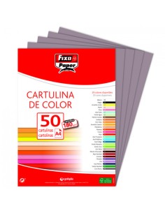 PAQ 50 CARTULINAS FIXO A4 180G GRIS PLOMO