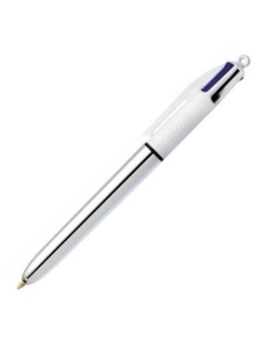 C 12 boligrafos bic 4 colores shine cuerpo plata punta 1mm