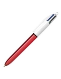C 12 boligrafos bic 4 colores shine cuerpo rojo punta 1mm