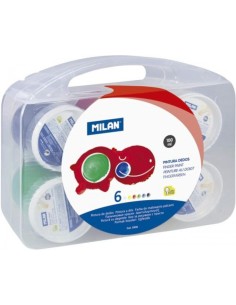 ESTUCHE 6 BOTES PINTURA DEDOS MILAN 100ML COLORES SURTIDOS