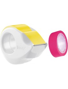 Caja 14 rollos tesafilm neon 10mx19mm amarillo rosa mini dispensador