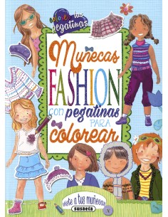 MUNECAS FASHION CON PEGATINAS PARA COLOREAR