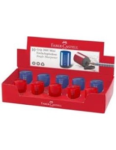 Exp 10 afilalapices simple con deposito grip 2001 en colores azul y rojo