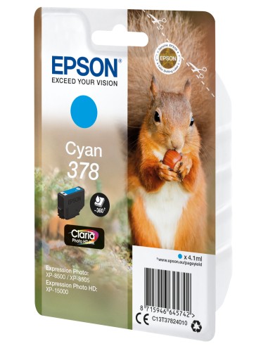 Squirrel Singlepack Cyan 378 Claria Photo HD Ink
