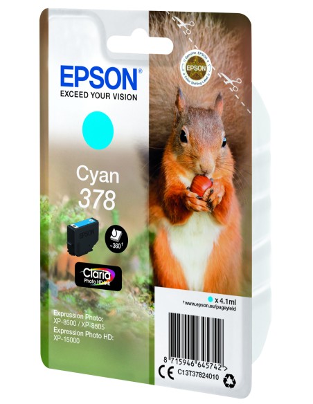 Squirrel Singlepack Cyan 378 Claria Photo HD Ink