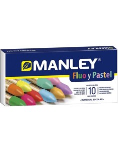 Estuche 10 ceras manley fluor pastel