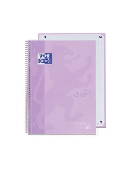 Paq 5 cuaderno espiral a4 80h 90g cuad5x5 lavanda pastel ebook1 touch