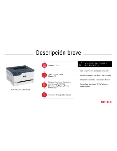 C230 A4 22 ppm Impresora inalámbrica a doble cara PS3 PCL5e6 2 bandejas Total 251 hojas