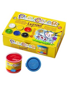 Estuche 6 tempera liquida playcolor 40ml colores surtidos con pincel