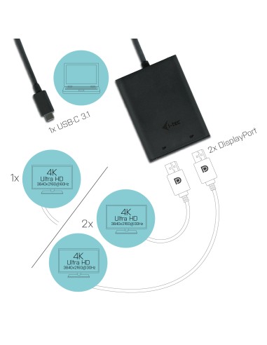 USB-C 3.1 Dual 4K DP Video Adapter