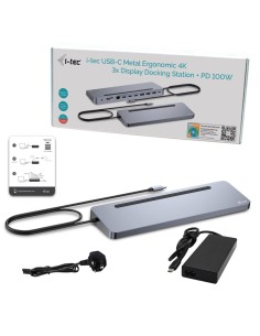 USB-C Metal Ergonomic 3x 4K Display Docking Station + Power Delivery 100 W 2