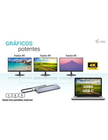 USB-C Metal Ergonomic 3x 4K Display Docking Station + Power Delivery 100 W