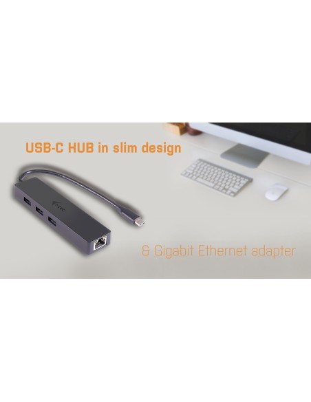 Advance USB-C Slim Passive HUB 3 Port + Gigabit Ethernet Adapter