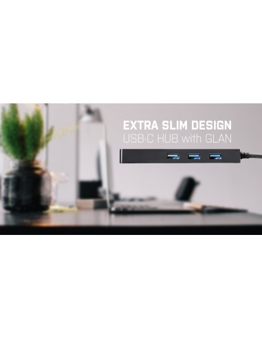 Advance USB-C Slim Passive HUB 3 Port + Gigabit Ethernet Adapter