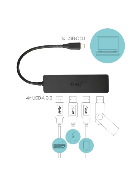 Advance USB-C Slim Passive HUB 4 Port