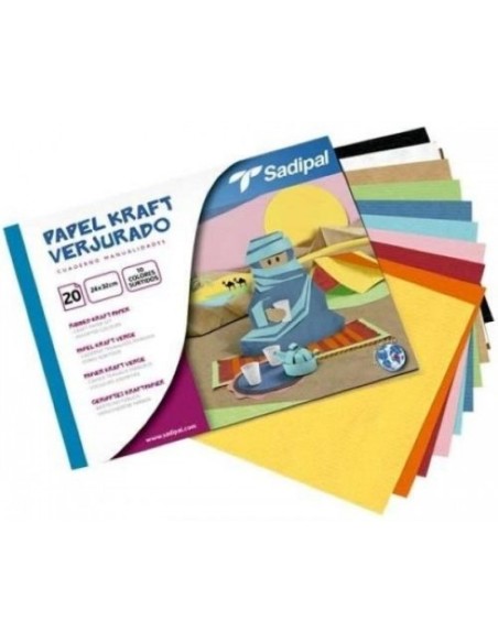 BLOC MANUALIDADES 20 PAPEL KRAFT SURTIDO SADIPAL 32X24CM