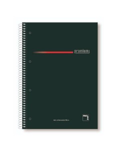 CUADERNO SERIE PREMIUM TAPA EXTRA DURA 70 GRS. A-4 (210X297MM.) MICROPERFORADO 160 HOJAS CUADRÍCULA 5X5 + GRECA NEGRO PACSA 1639