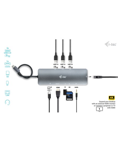 Metal USB-C Nano Docking Station 4K HDMI LAN + Power Delivery 100 W