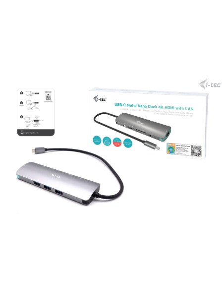 Metal USB-C Nano Docking Station 4K HDMI LAN + Power Delivery 100 W