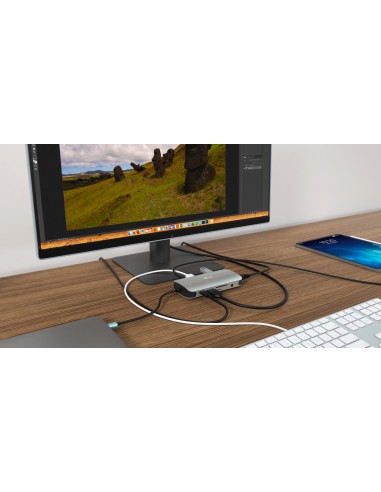 Metal USB-C Travel Nano Dock HDMI/VGA with LAN + Power Delivery 100 W