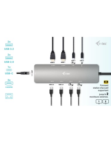 USB-C Metal Nano 2x Display Docking Station + Power Delivery 100 W