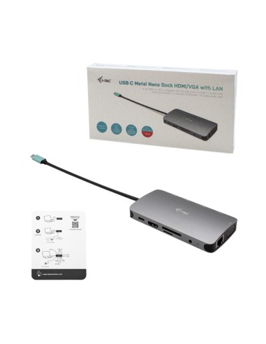 USB-C Metal Nano Dock HDMI/VGA with LAN + Charger 112W