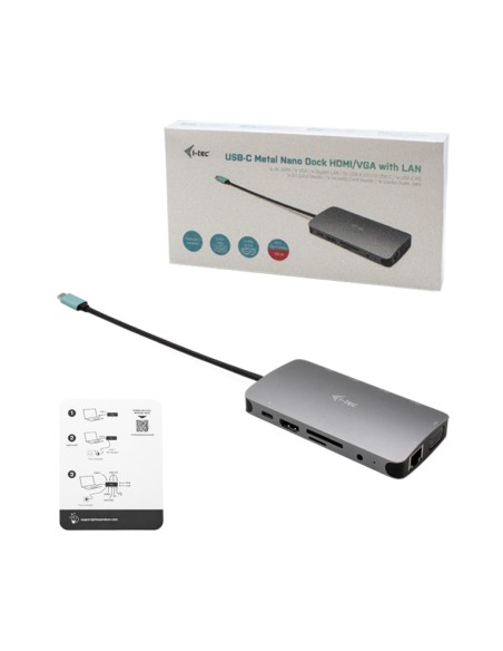 USB-C Metal Nano Dock HDMI/VGA with LAN + Charger 112W