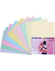 PAQUETE A4 500H 80G 5 COLORES PASTEL SURTIDOS FABRISA