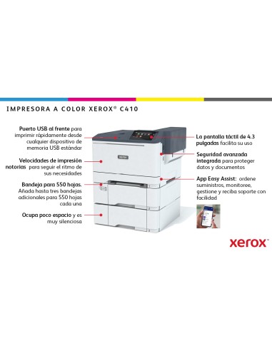 C410 A4 40 ppm Impresora a doble cara PS3 PCL5e/6 2 bandejas 251 hojas