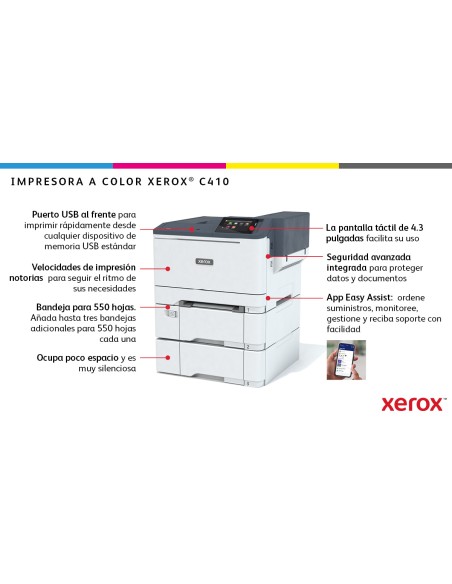 C410 A4 40 ppm Impresora a doble cara PS3 PCL5e/6 2 bandejas 251 hojas