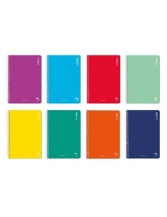 CUADERNO ESPIRAL SERIE BASIC TAPA BLANDA 60 GRS. FOLIO (215X310MM.) 80 HOJAS HORIZONTAL CON MARGEN 8 COLORES SURTIDOS PACSA - Pa
