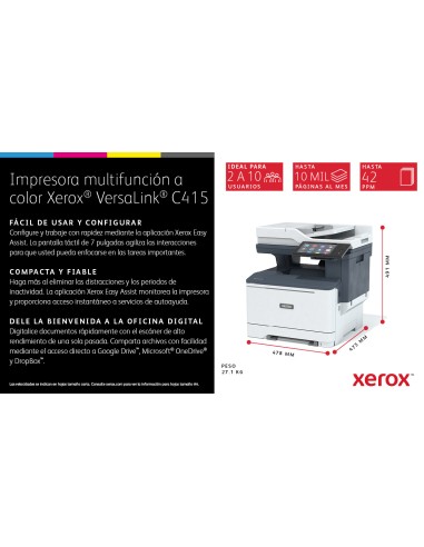 VersaLink C415 A4 40 ppm Copia/impresión/escaneado/fax a doble cara PS3 PCL5e/6 2 bandejas 251 hojas