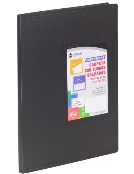 Carpeta 50 fundas soldadas a4 tapa flexible color negro carchiplas