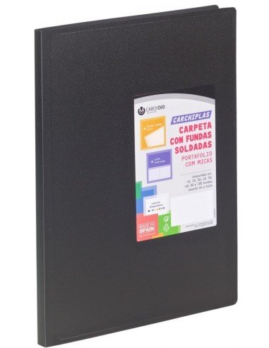 Carpeta 60 fundas soldadas a4 tapa flexible color negro carchiplas