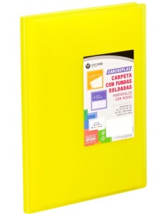 Carpeta 60 fundas soldadas a4 tapa flexible color amarillo carchiplas