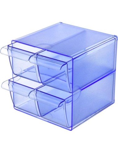 ORGANIZADOR CON CUATRO CAJONES TRASLUCIDO AZUL