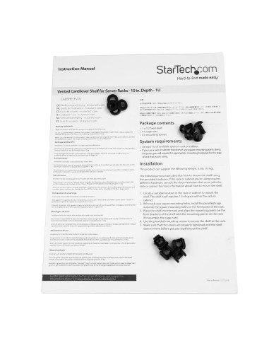 Bandeja Estante Ventilado de 1U para Armario Rack de Servidores de 19 Pulgadas - de 10 Pulgadas (254mm) de Profundidad - Acero 