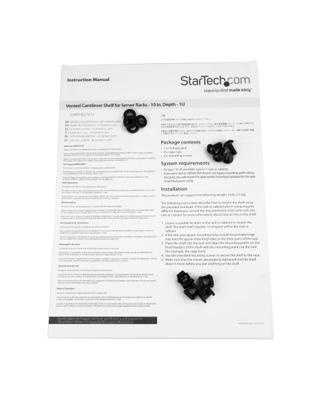 Bandeja Estante Ventilado de 1U para Armario Rack de Servidores de 19 Pulgadas - de 10 Pulgadas (254mm) de Profundidad - Acero 