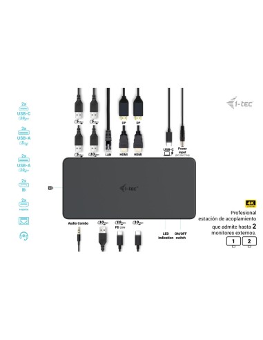 USB 3.0 / USB-C / Thunderbolt 3 Professional Dual 4K Display Docking Station Generation 2 + Power Delivery 100W