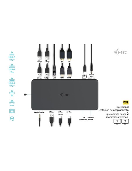 USB 3.0 / USB-C / Thunderbolt 3 Professional Dual 4K Display Docking Station Generation 2 + Power Delivery 100W