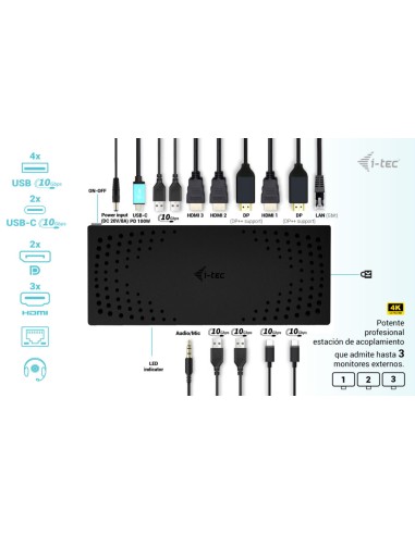 USB 3.0 / USB-C / Thunderbolt, 3x 4K Docking Station Gen 2 + Power Delivery 100W