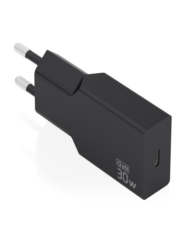 Cargador Ultra Delgado GaN 30W, 1xUSB-C PD3.0, Negro
