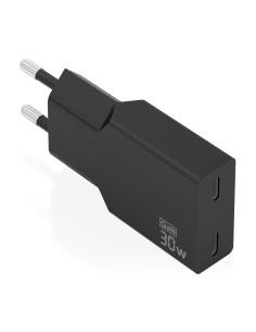 Cargador Ultra Delgado GaN 30W, 2xUSB-C PD3.0, Negro