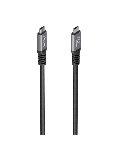 Cable USB4 Gen3x2 Aluminio 40Gbps 8K@60Hz 5A 48V 240W E-Mark, Tipo USB-C/M-USB-C/M, Negro, 0.5M