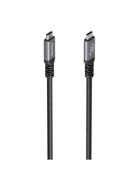 Cable USB4 Gen3x2 Aluminio 40Gbps 8K@60Hz 5A 48V 240W E-Mark, Tipo USB-C/M-USB-C/M, Negro, 0.5M
