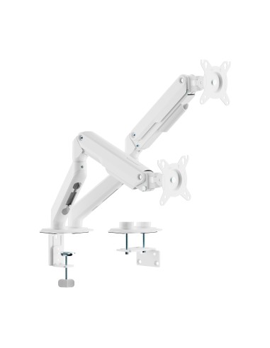 Soporte de Mesa Eco Contrapeso Giratorio e Inclinable para Monitor/TV 9kg (3 PIVOTES, 2 BRAZOS) de 17-32, Blanco