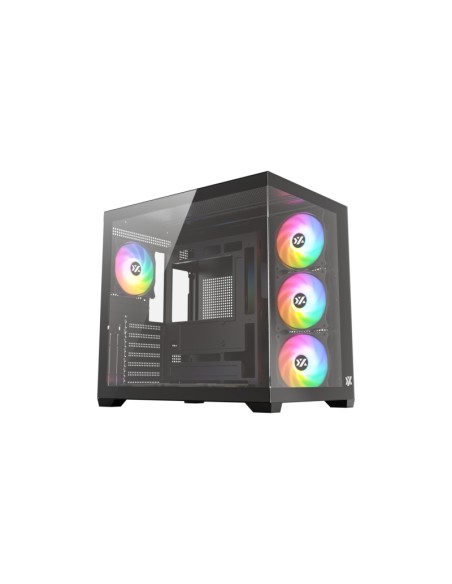 TESSERACT X 50, Caja Panorámica de Doble Cámara con Cristal Templado, 6 Ventiladores A-RGB de 120 mm, USB 3.0,ATX, Negra