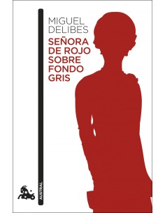 SENORA DE ROJO SOBRE FONDO GRIS