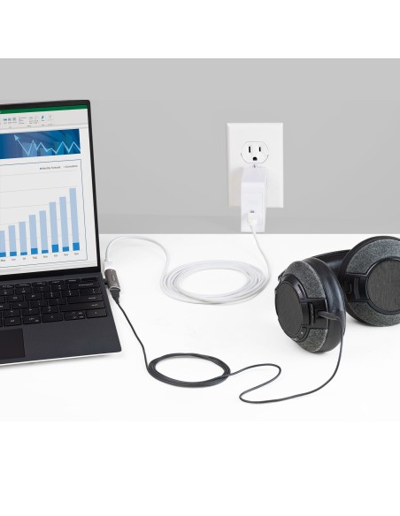 Adaptador de Audio y Carga USB-C - Adaptador de Audio USB Tipo C con USB-C para Auriculares con Micrófono y Pass Through de 60W